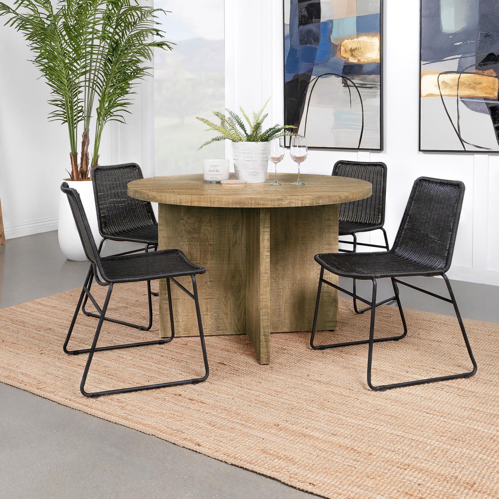 Jamestown Round Engineered Wood Dining Table With Decorative Laminate Mango Brown 183021 - Ella Furniture