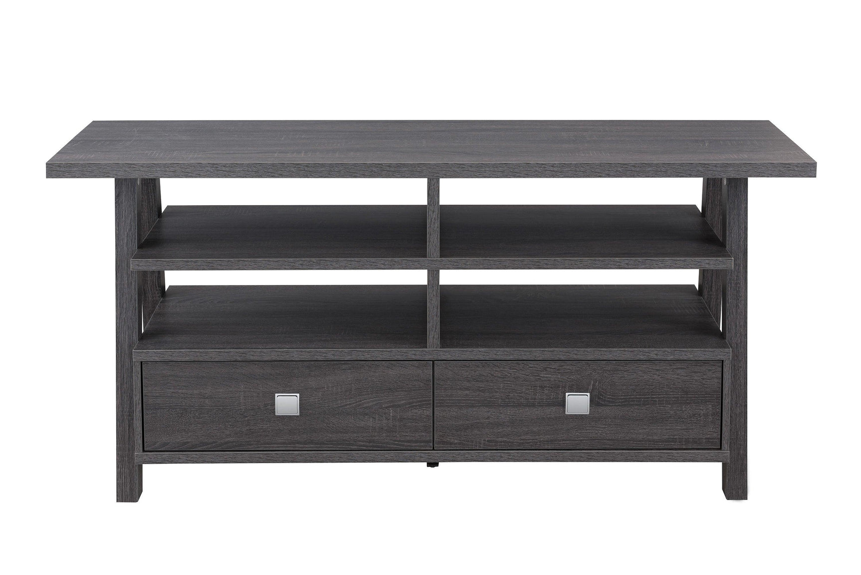 Jarvis Sleek And Modern Grey Tv Stand Assembled Drawers, Media Consoles, Entertainment Cabinets, Angled Legs And Metal Drawer with Storage Doors for Living Room - Ella Furniture