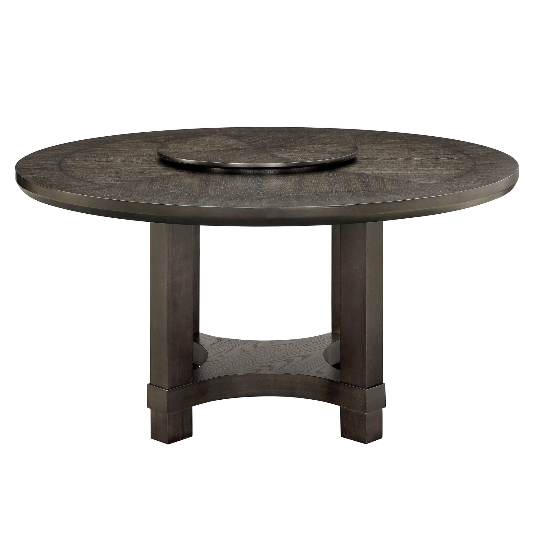Jeffries Dark Brown Modern Solid Wood And Veneers Faux Leather Round Dining Room Set - Ella Furniture