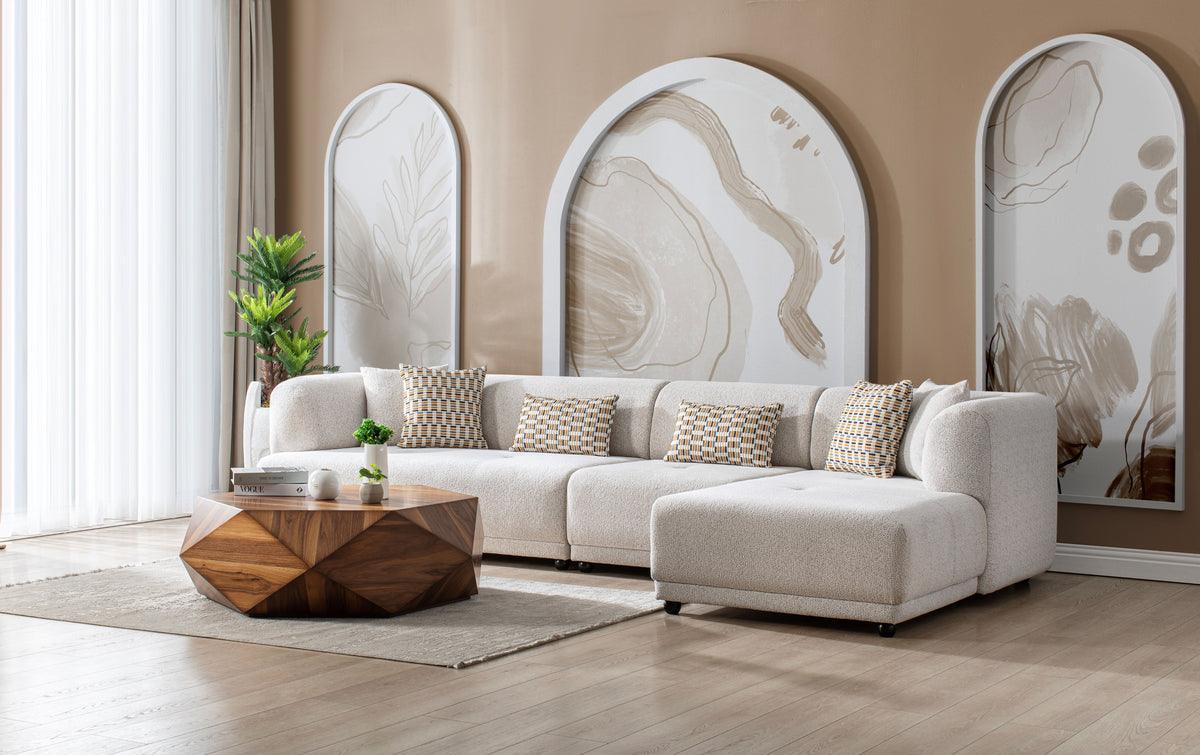 Jenna Ivory 3 Pc Raf Sectional - Ella Furniture
