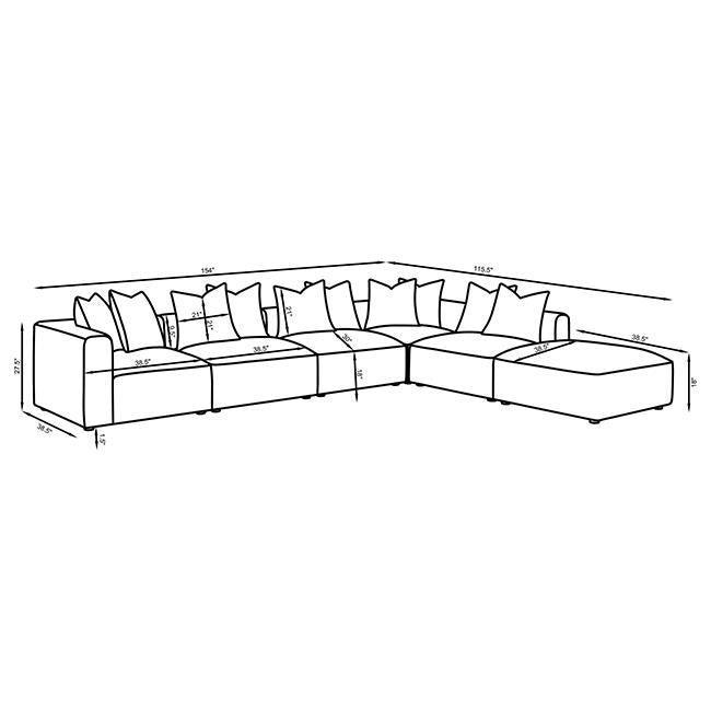 Jennifer Jennifer 6-piece Upholstered Modular Sectional Grey 551594-SET - Ella Furniture