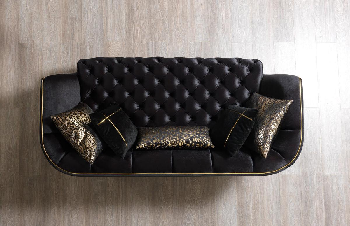 Jenny Black Velvet Sofa & Loveseat - Ella Furniture