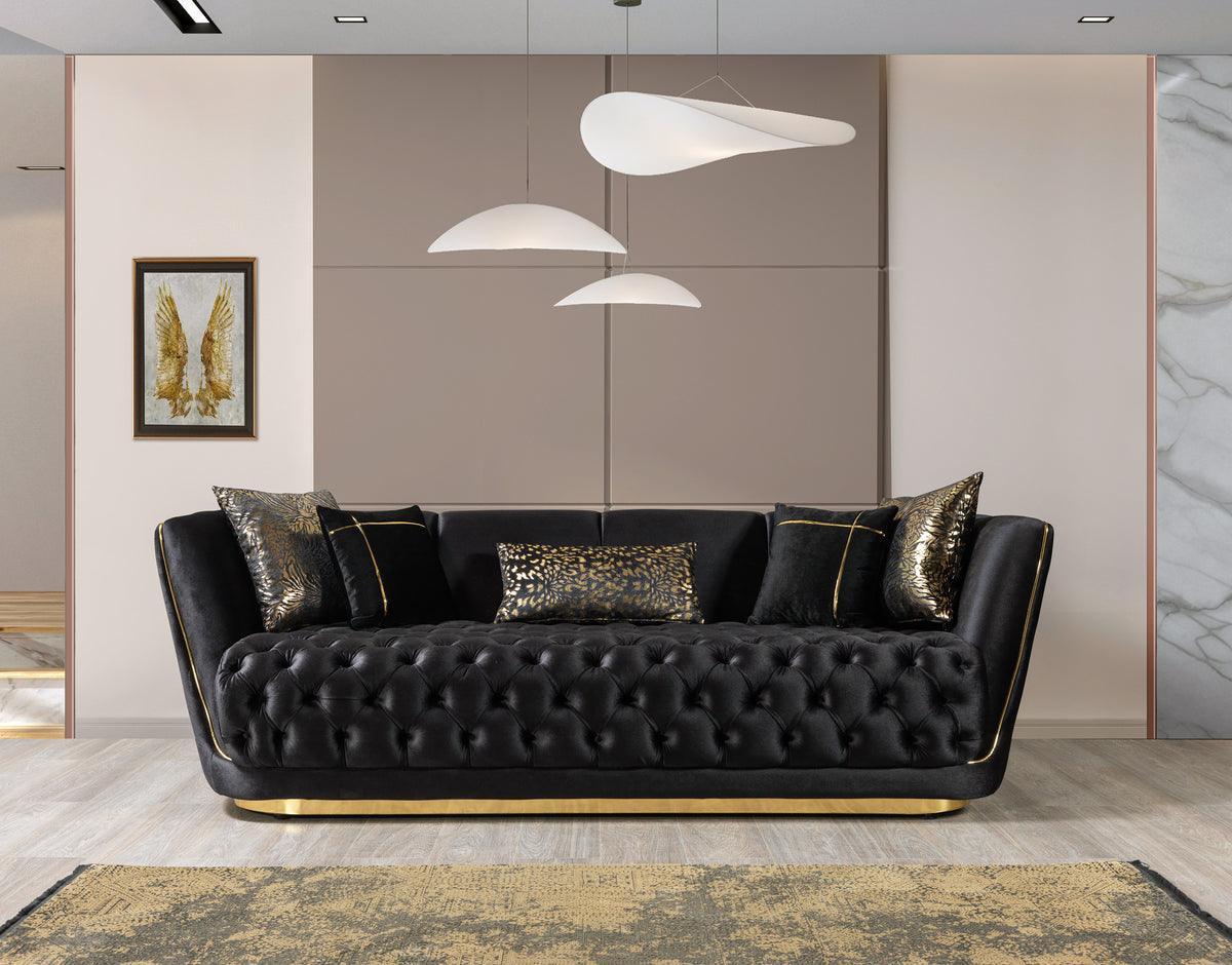 Jenny Black Velvet Sofa & Loveseat - Ella Furniture