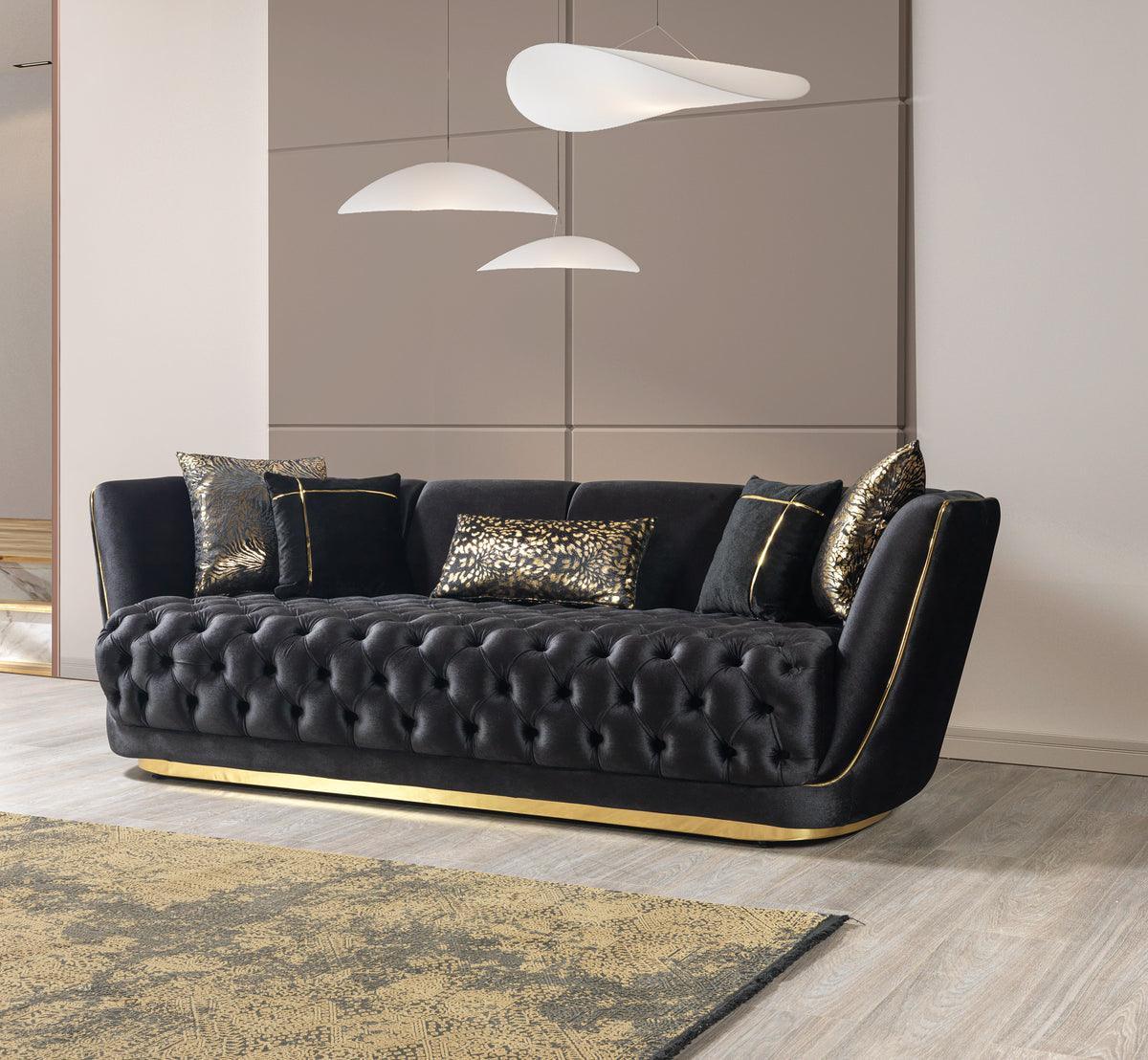 Jenny Black Velvet Sofa & Loveseat - Ella Furniture