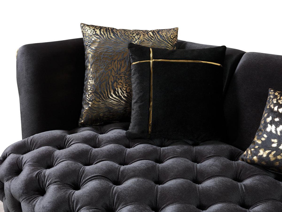 Jenny Black Velvet Sofa & Loveseat - Ella Furniture