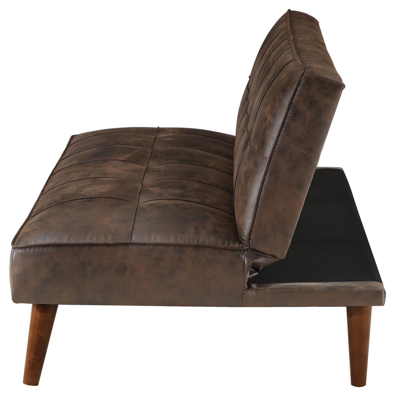 Jenson Multipurpose Upholstered Tufted Convertible Sofa Bed Dark Coffee Brown 360237 - Ella Furniture
