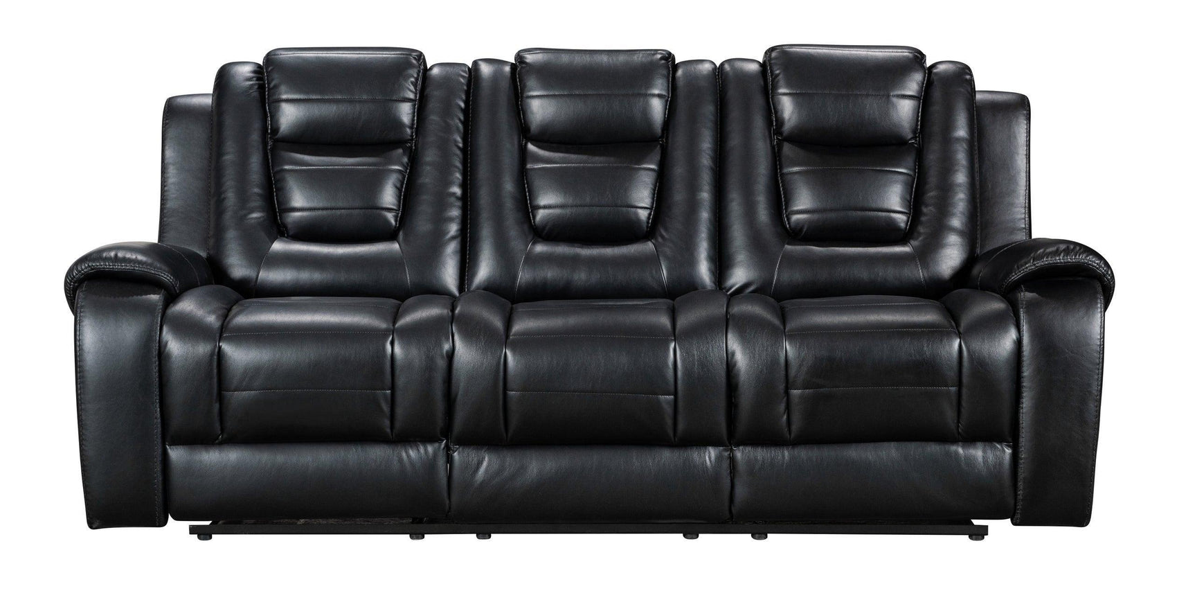 Jordan Black Modern Sleek Contemporary Faux Leather 3Pc Reclining Set - Ella Furniture