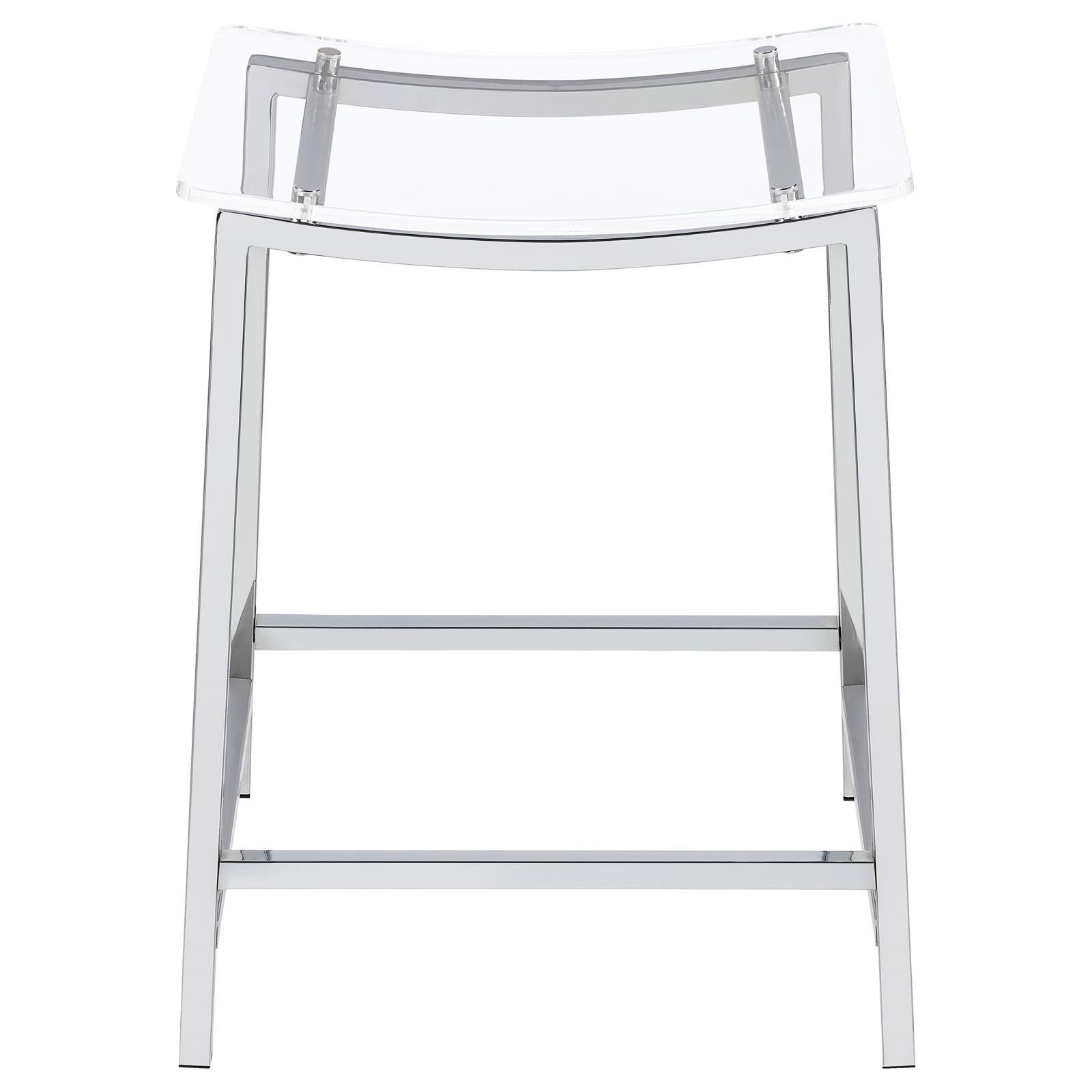 Jovani Acrylic Backless Counter Height Bar Stools Clear And Chrome (Set Of 2) 182358 - Ella Furniture