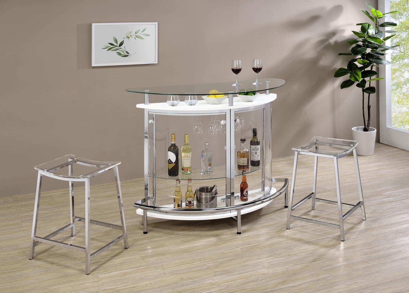 Jovani Acrylic Backless Counter Height Bar Stools Clear And Chrome (Set Of 2) 182358 - Ella Furniture