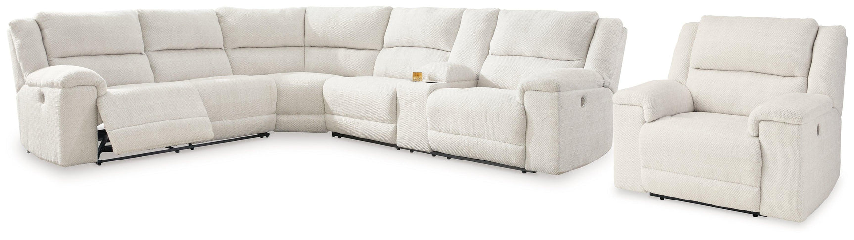 Keensburg Linen 3-Piece Sectional With Recliner - Ella Furniture