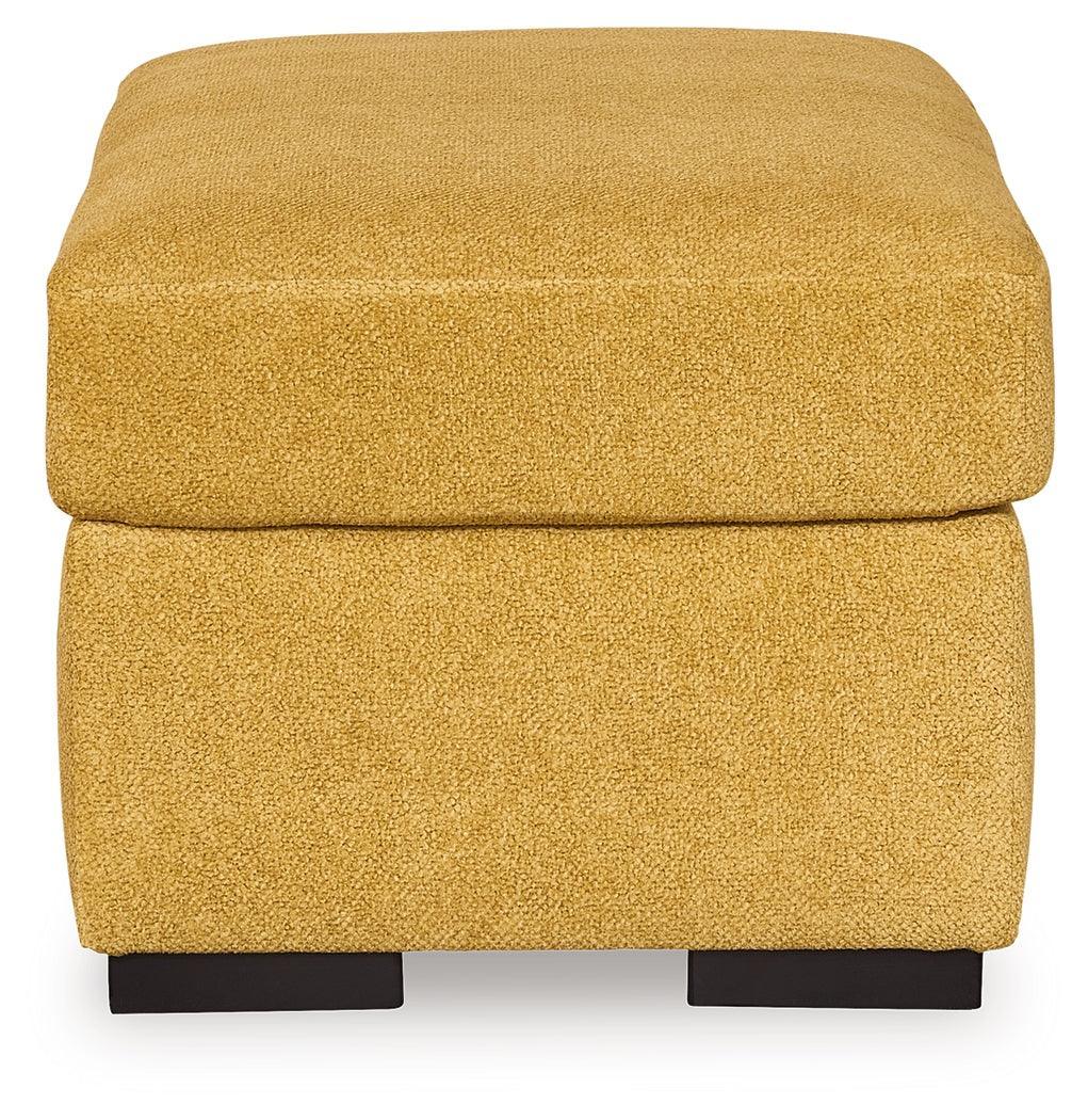 Keerwick Sunflower Chenille Ottoman - Ella Furniture
