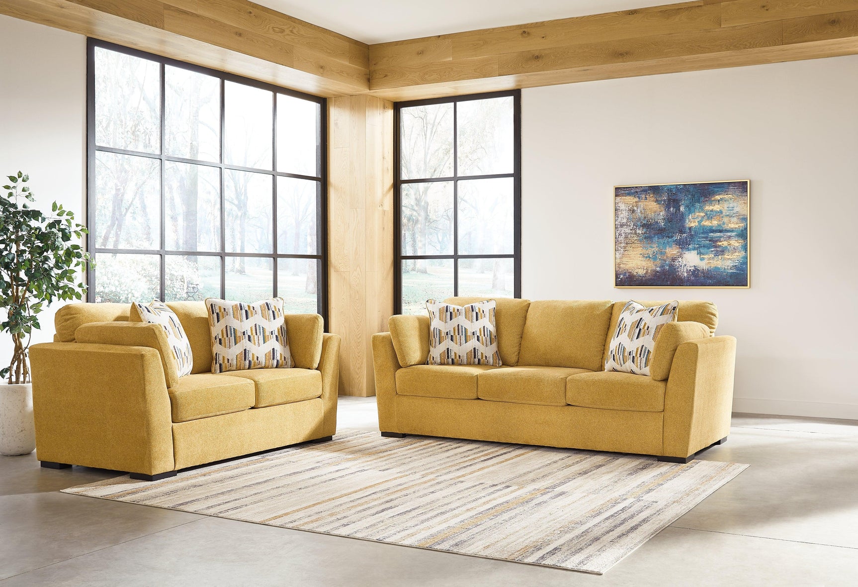 Keerwick Sunflower Sofa And Loveseat - Ella Furniture