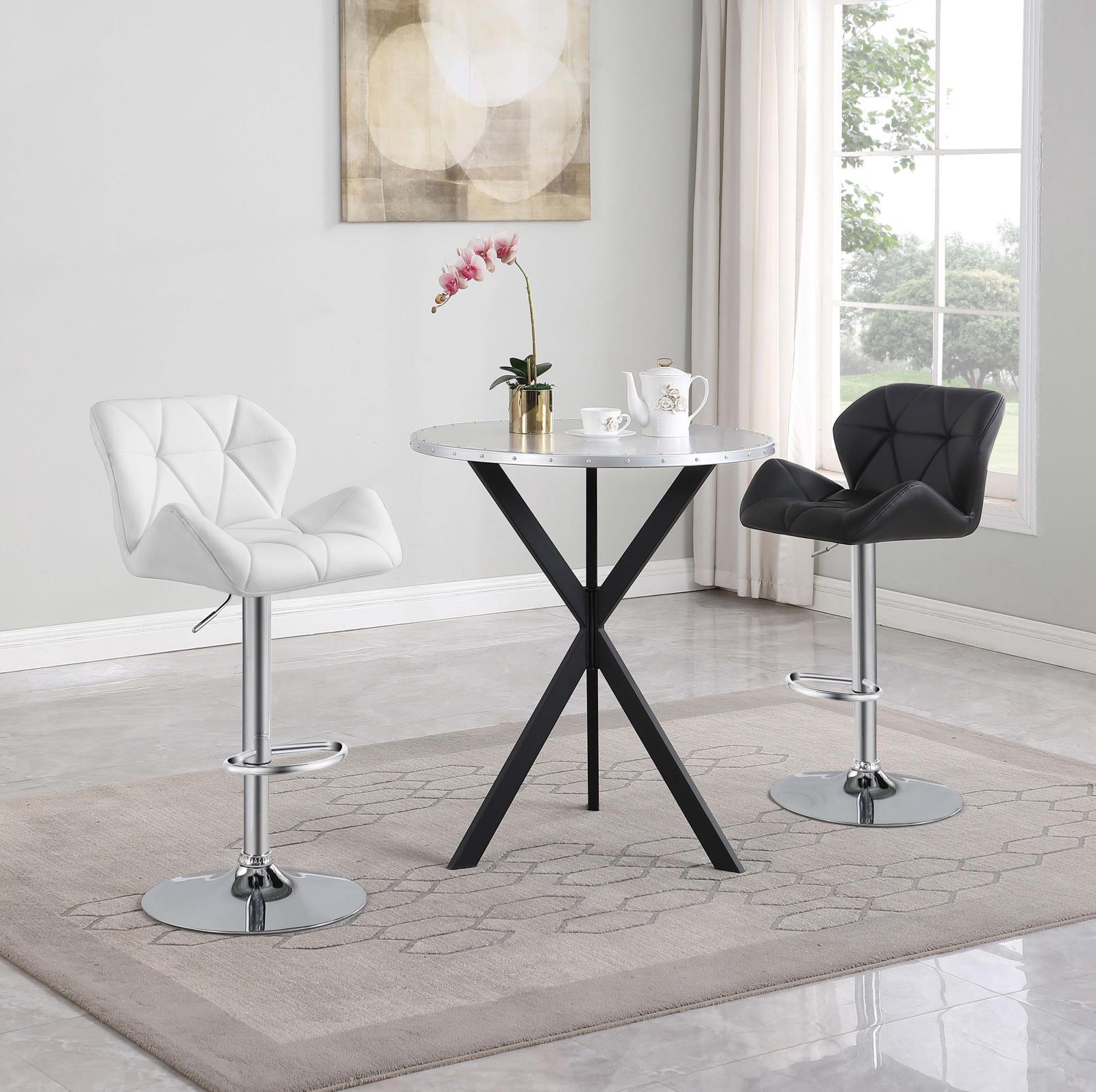 Kenzo Round Metal Top Bar Table Silver And Sandy Black 182861 - Ella Furniture