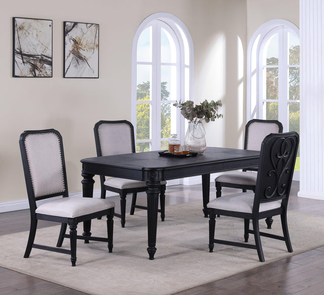 Kingsbury Dark Gray Modern Contemporary Solid Wood Fabric Upholstered Dining Room Set - Ella Furniture