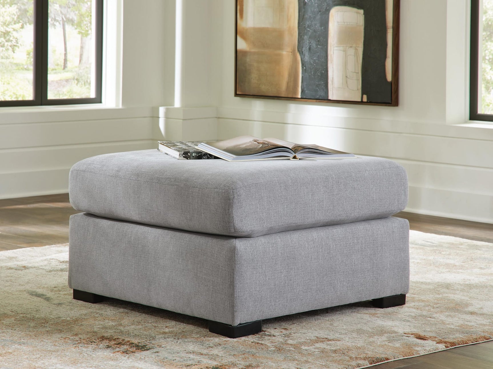 Lakepoint Nickel Chenille Oversized Accent Ottoman from Ella Furniture