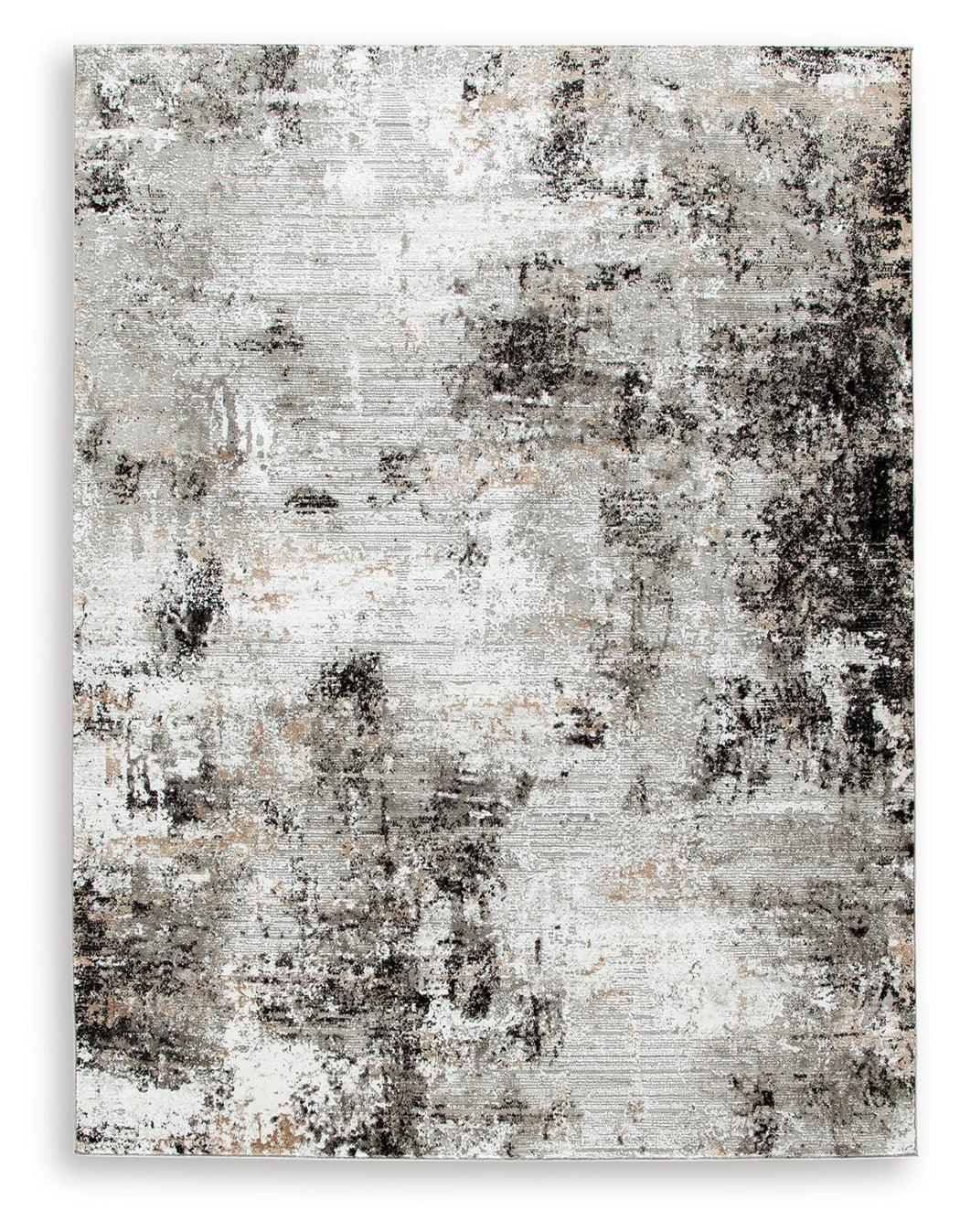 Langwell Black/Gray/White Extra Large Rug - Ella Furniture
