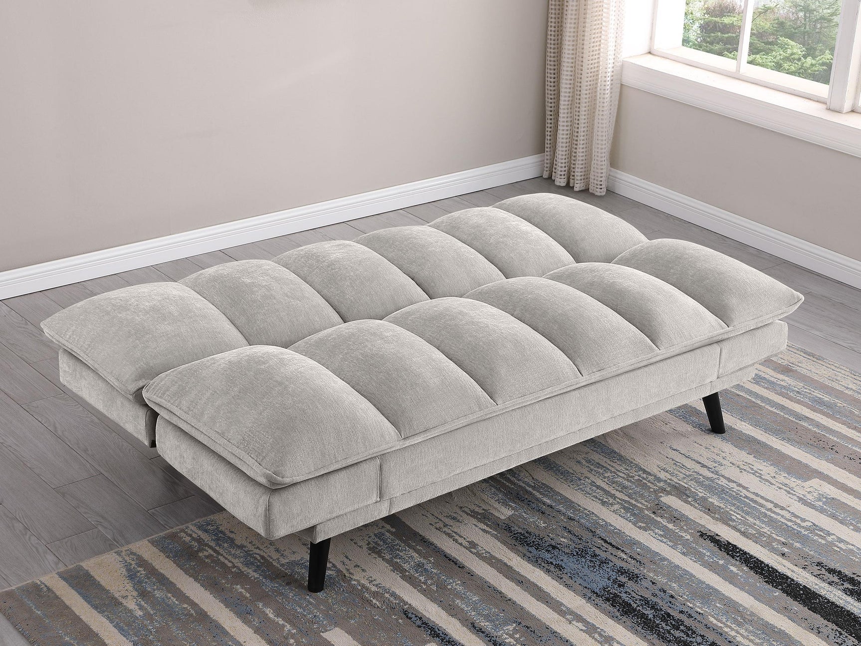 Laredo Upholstered Tufted Convertible Sofa Bed Light Grey 360017 - Ella Furniture
