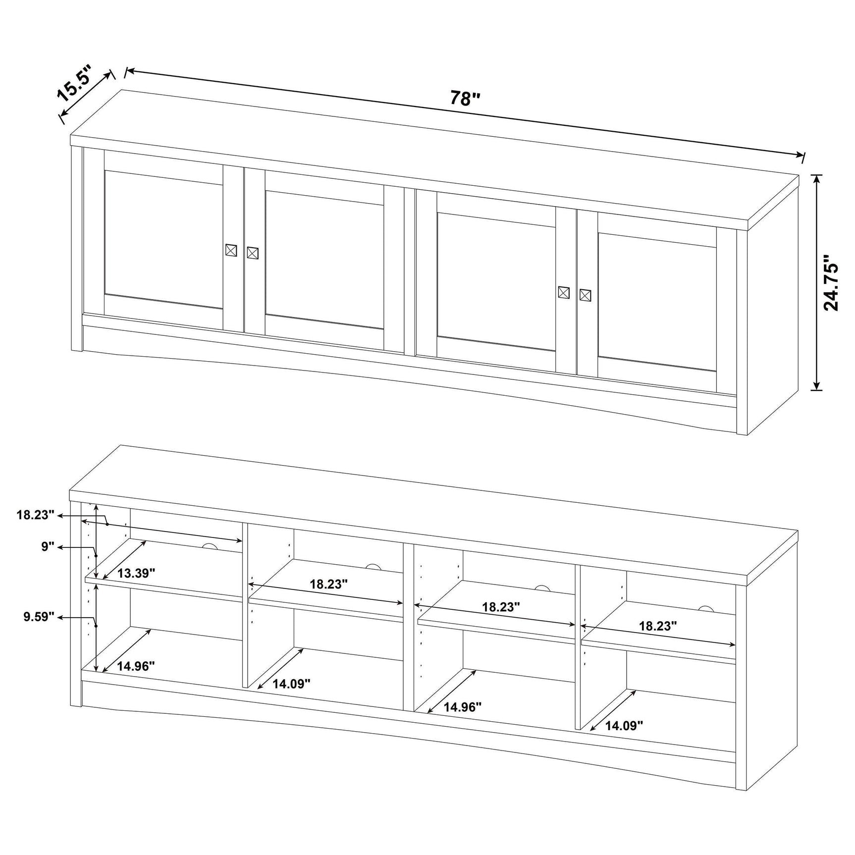 Laughlin 3-piece Entertainment Center with Gunmetal 724113 - Ella Furniture