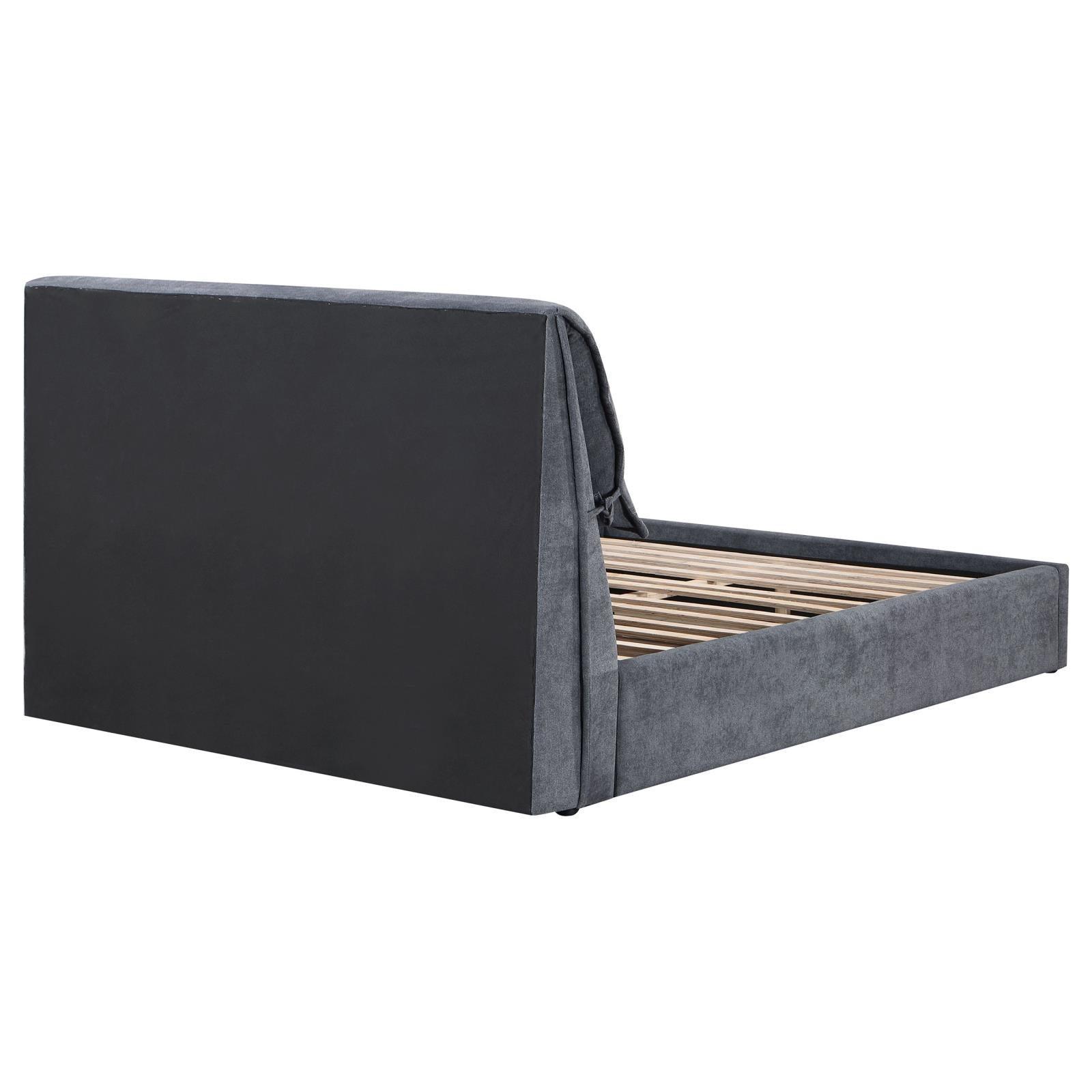 Laurel Upholstered Eastern King Platform Bed With Pillow Headboard Charcoal Grey 306041Ke - Ella Furniture
