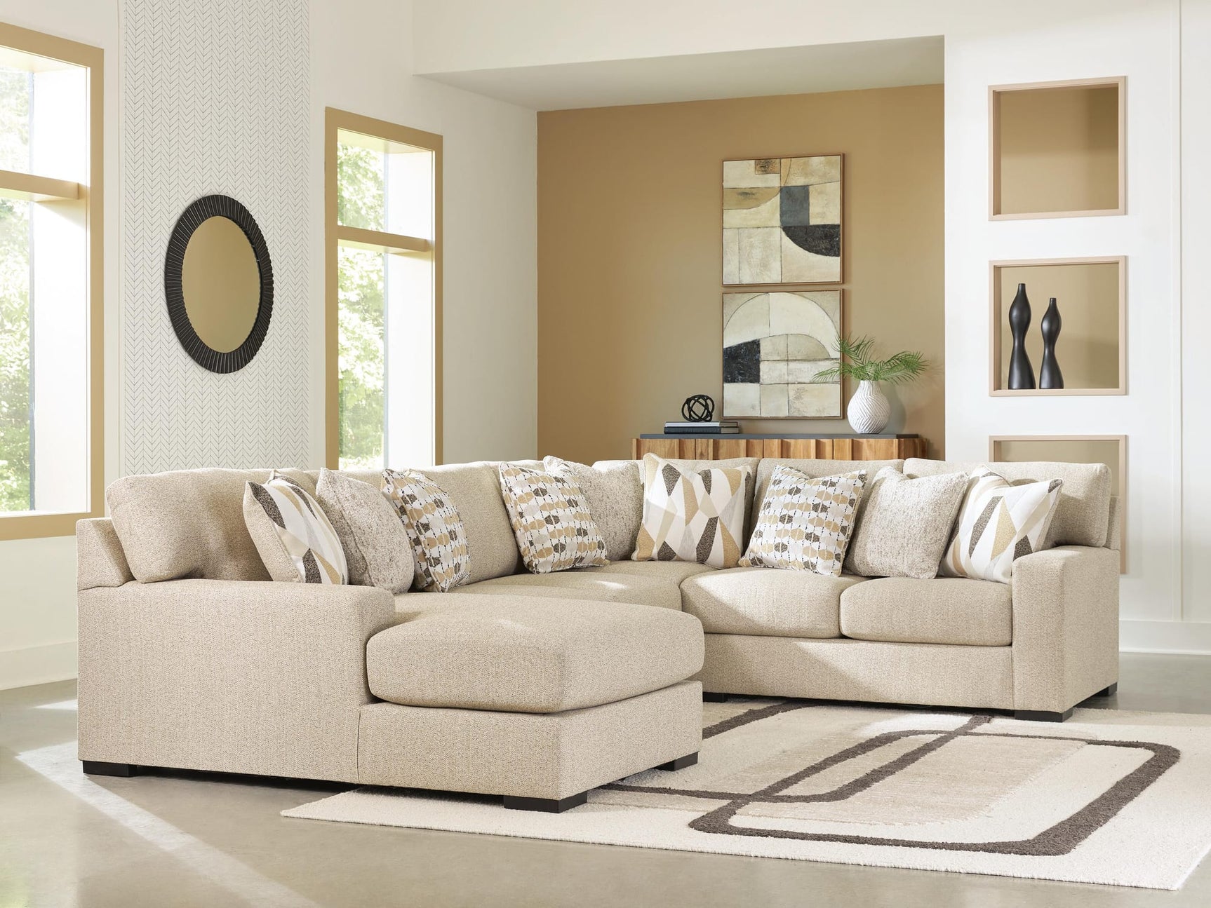 Laurelgrove Pebble Chenille,Performance Fabric,Next-Gen Nuvella™ 4-Piece Sectional with Chaise from Ella Furniture