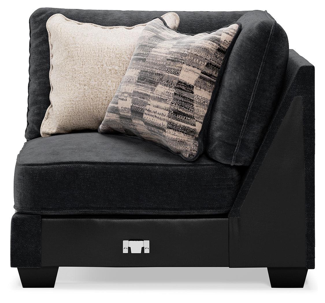 Lavernett Charcoal 4-Piece Sectional With Ottoman - Ella Furniture