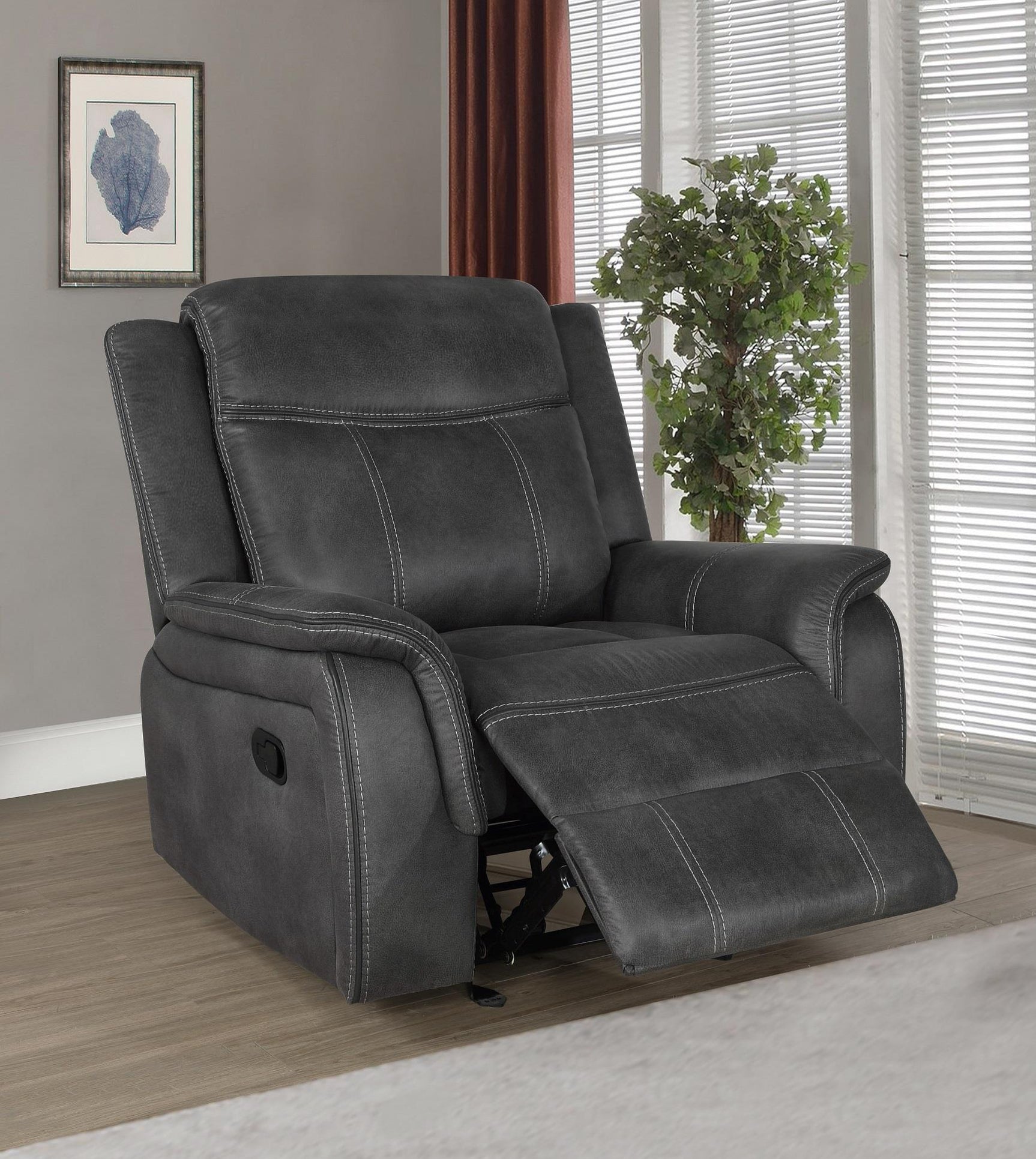 Lawrence Lawrence 3-piece Upholstered Reclining Sofa Set Charcoal 603504-S3 - Ella Furniture