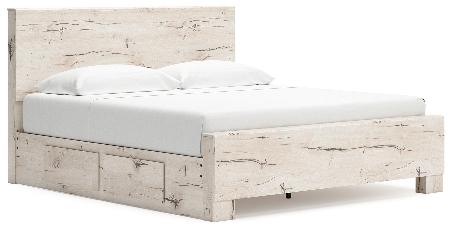 Lawroy Light Natural King Panel Bed with Storage - Ella Furniture