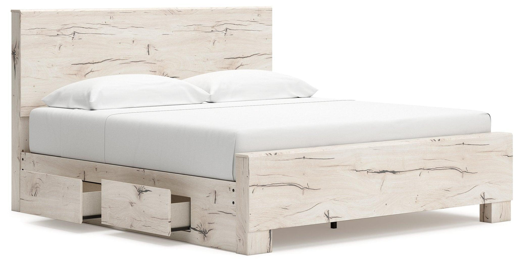 Lawroy Light Natural King Panel Bed with Storage - Ella Furniture