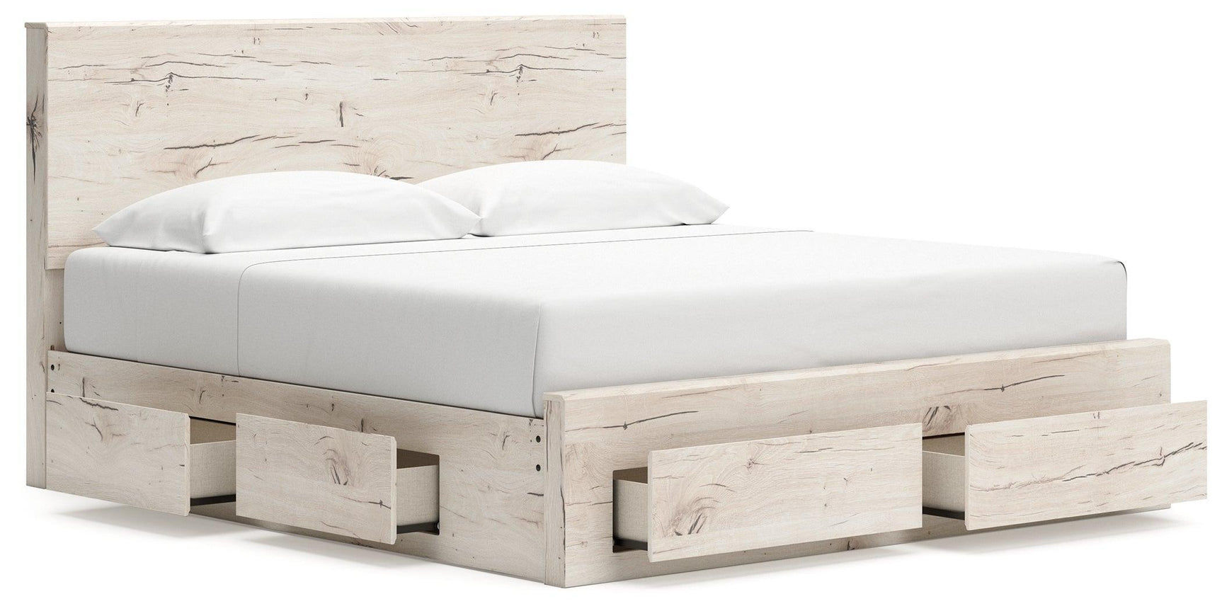 Lawroy Light Natural King Panel Storage Bed - Ella Furniture