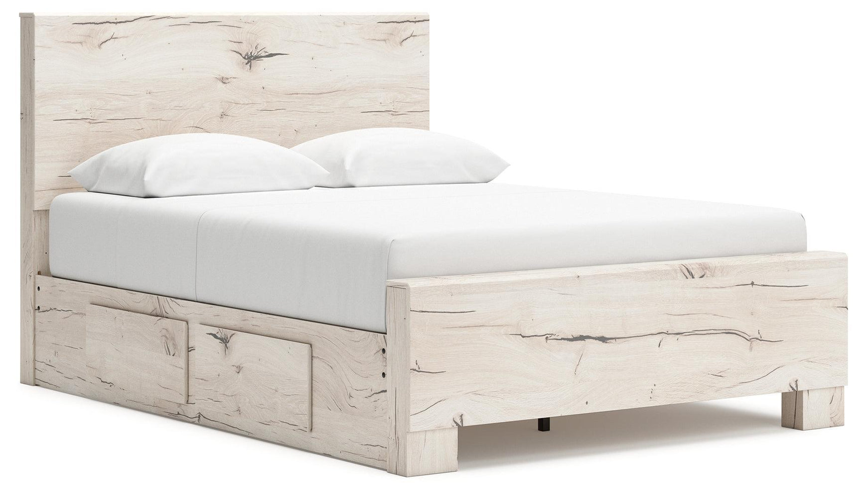 Lawroy Light Natural Queen Panel Bed with Storage - Ella Furniture