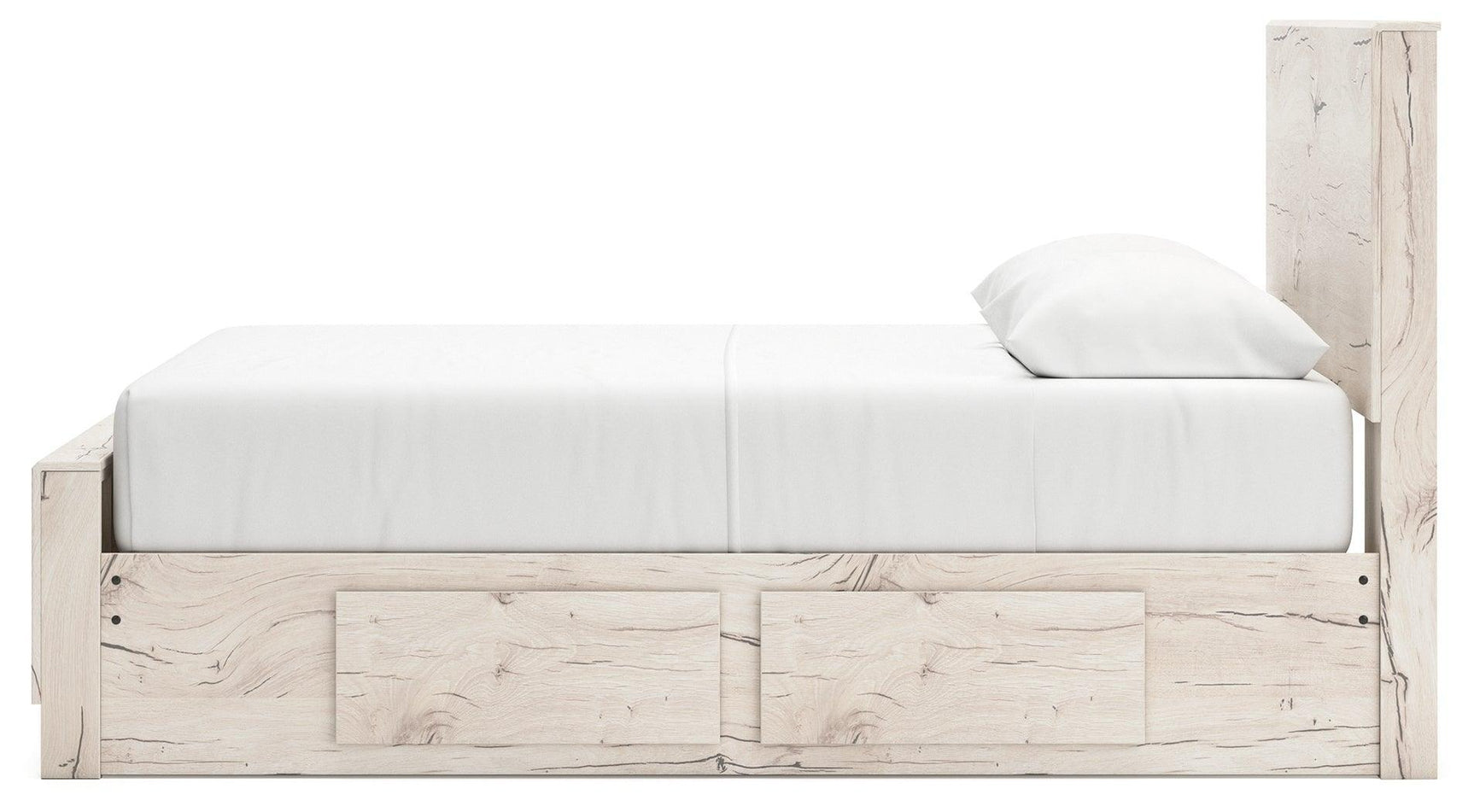 Lawroy Light Natural Queen Panel Bed with Storage - Ella Furniture