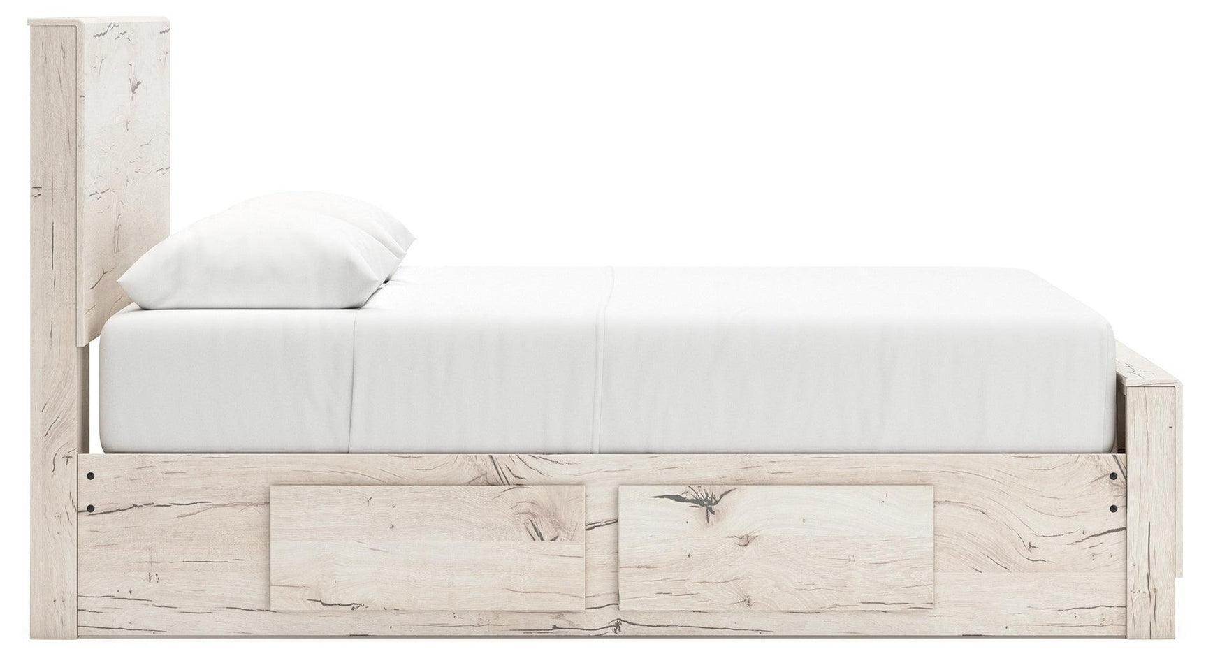 Lawroy Light Natural Queen Panel Bed with Storage - Ella Furniture