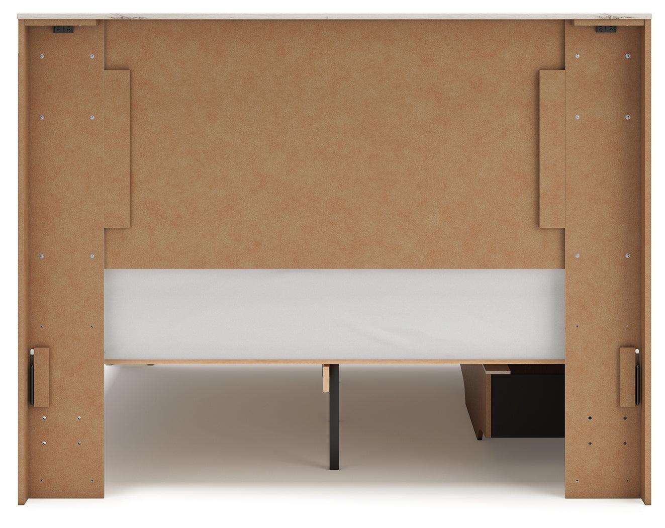 Lawroy Light Natural Queen Panel Bed with Storage - Ella Furniture