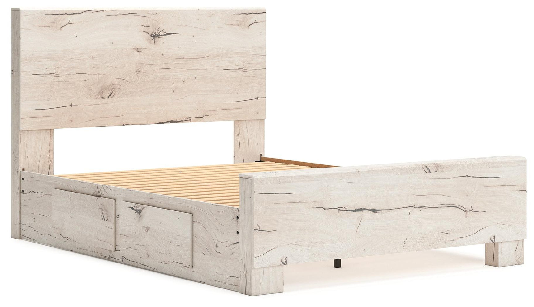 Lawroy Light Natural Queen Panel Bed with Storage - Ella Furniture