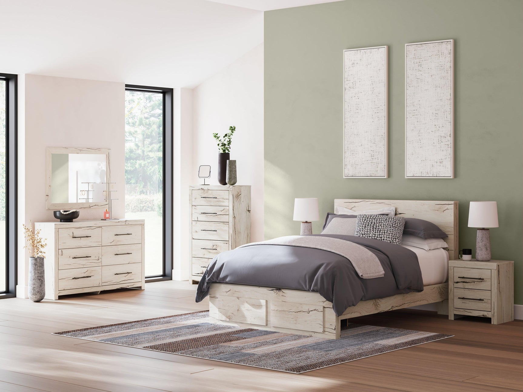 Lawroy Light Natural Queen Panel Storage Bed - Ella Furniture