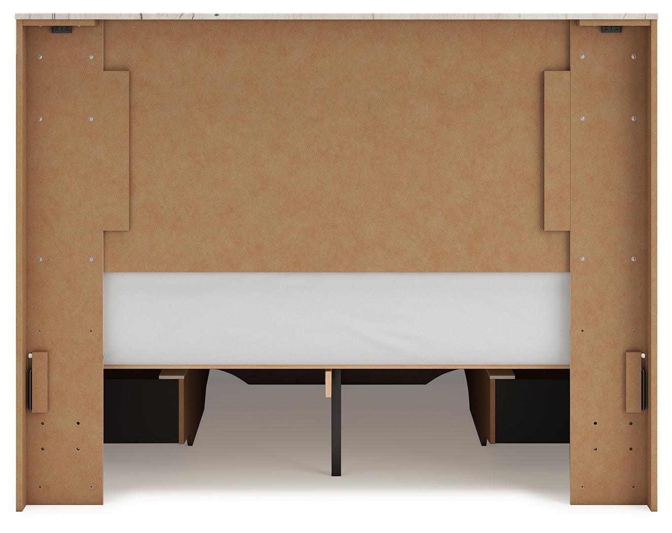 Lawroy Light Natural Queen Panel Storage Bed - Ella Furniture