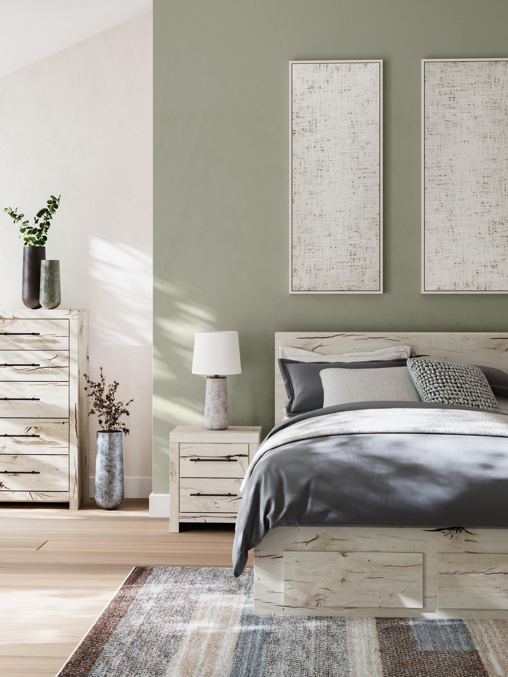 Lawroy Light Natural Queen Panel Storage Bed - Ella Furniture