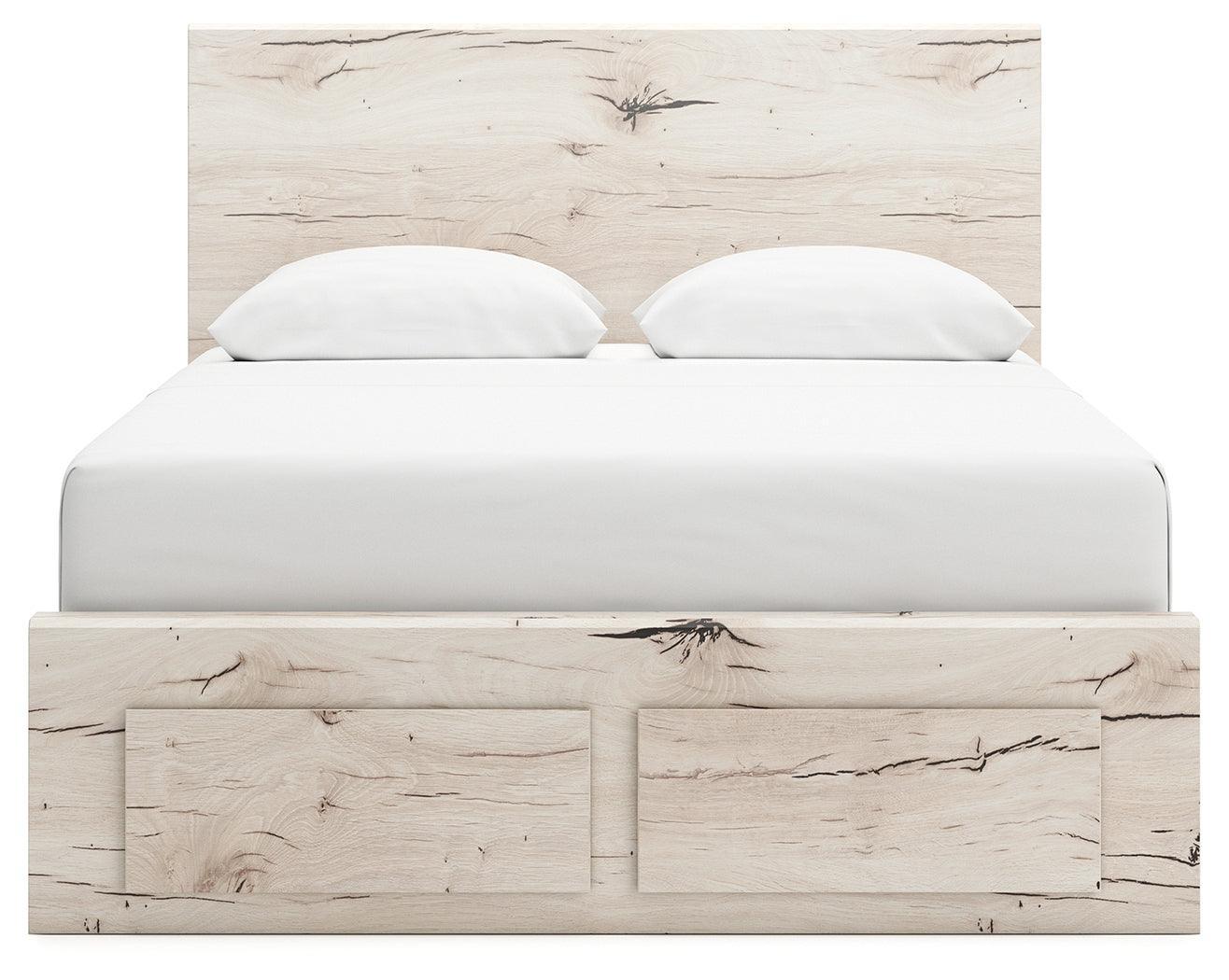 Lawroy Light Natural Queen Panel Storage Bed - Ella Furniture