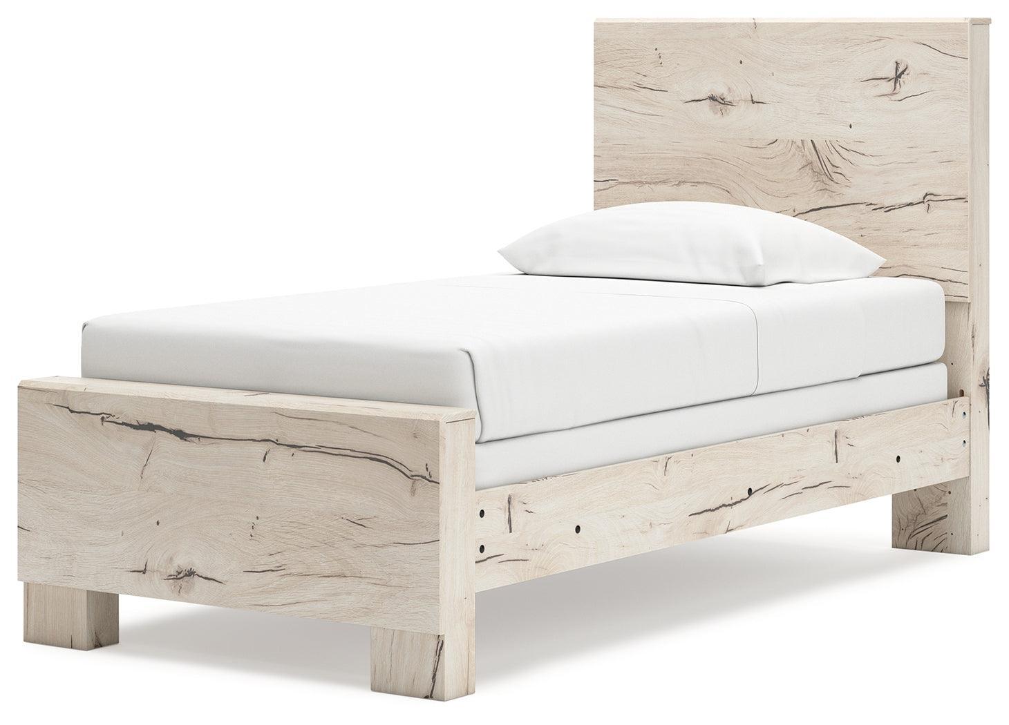 Lawroy Light Natural Twin Panel Bed - Ella Furniture
