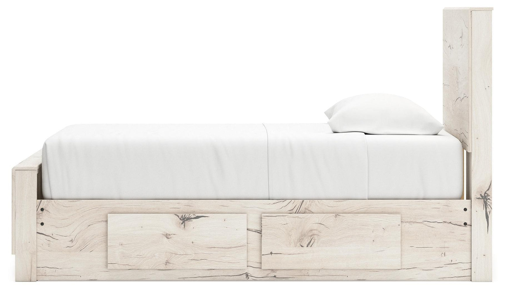 Lawroy Light Natural Twin Panel Bed with Storage - Ella Furniture