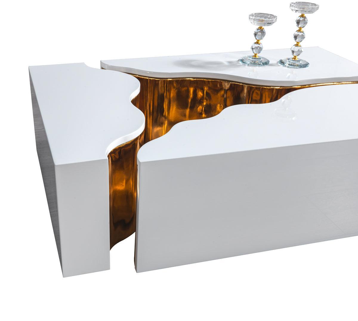 Leah Wood Whitegold 3-Piece Coffee Table - Ella Furniture