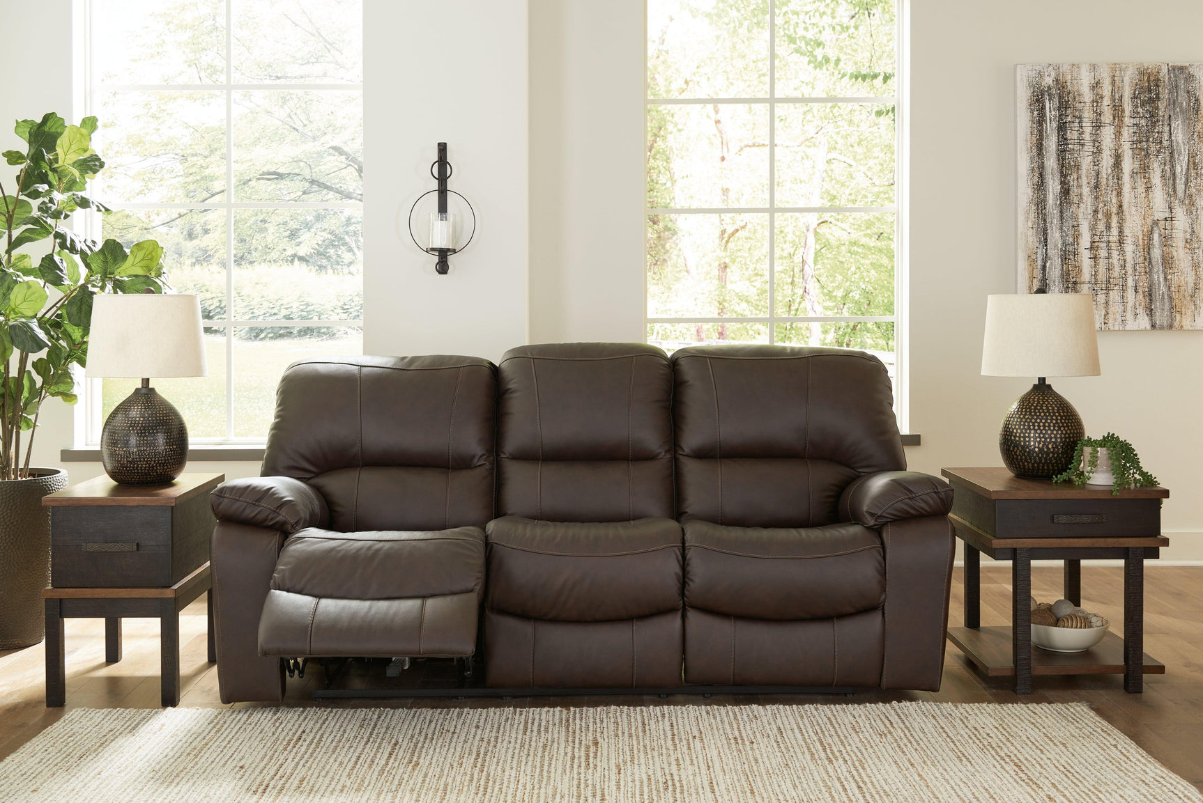 Leesworth Dark Brown Sofa, Loveseat And Recliner - Ella Furniture