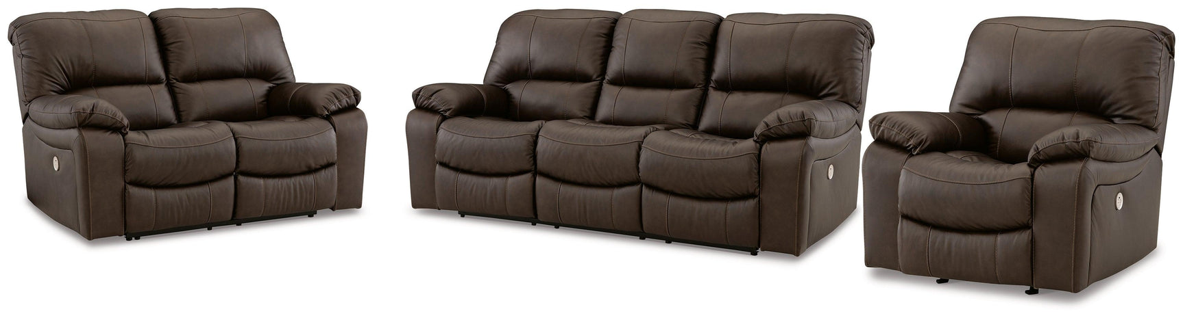 Leesworth Dark Brown Sofa, Loveseat And Recliner - Ella Furniture