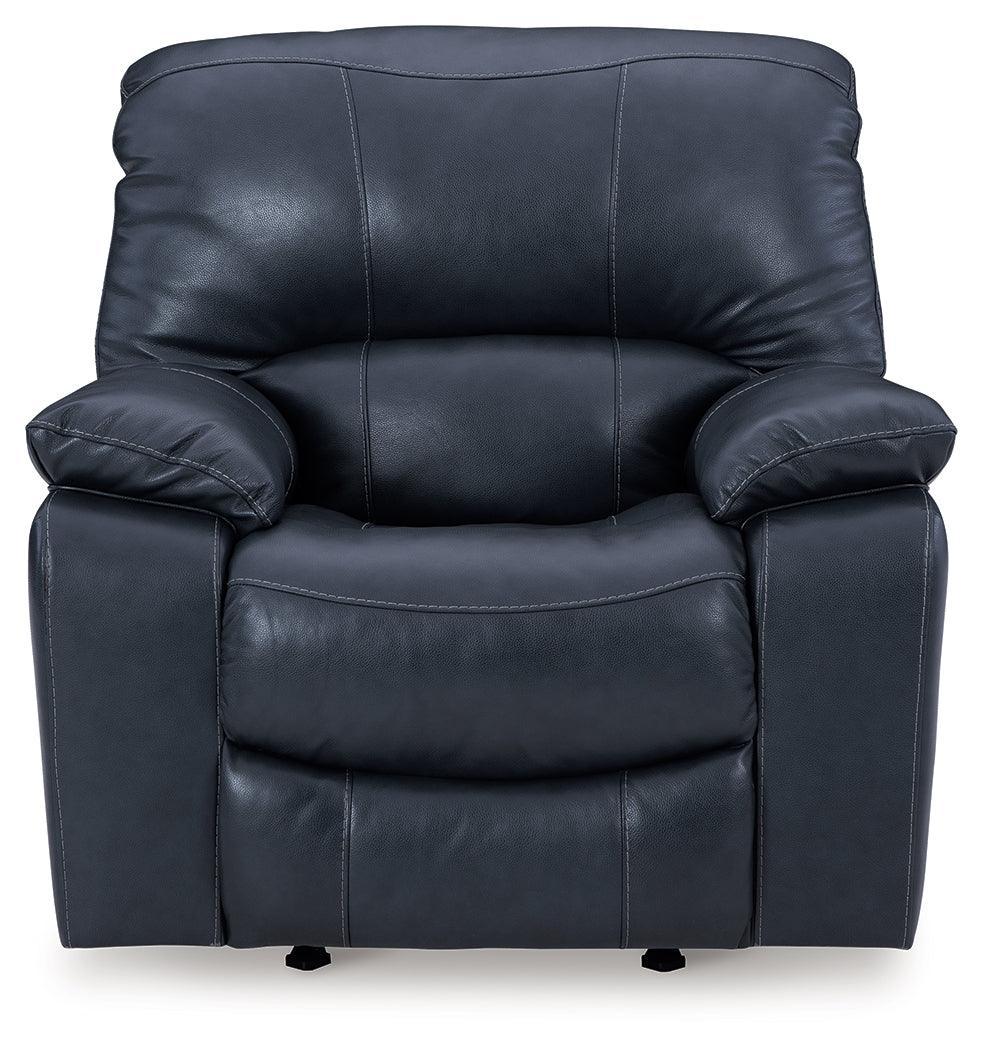 Leesworth Ocean Leather Power Recliner - Ella Furniture