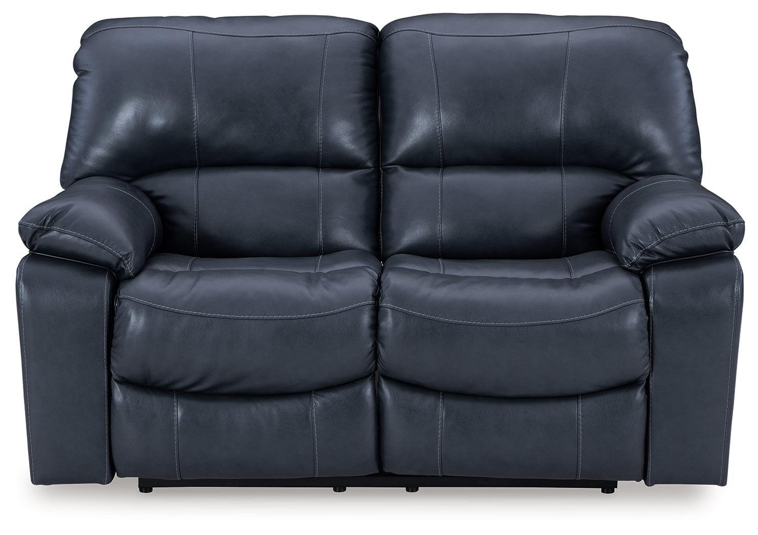 Leesworth Ocean Leather Power Reclining Loveseat - Ella Furniture