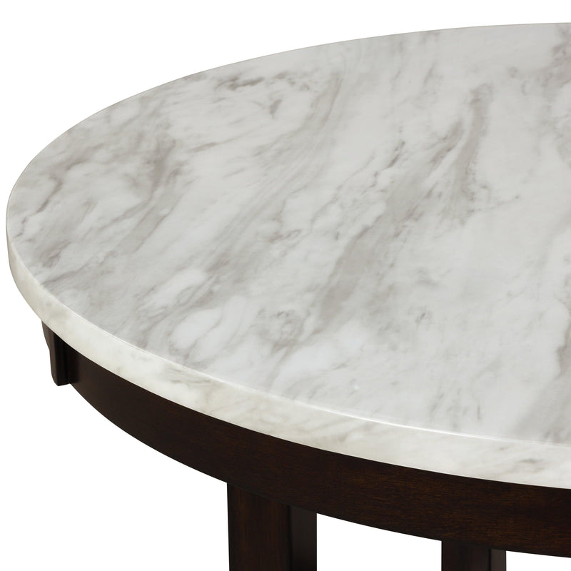 Lennon White Solid Wood Marble Top Round Counter Height Dining Room Set - Ella Furniture