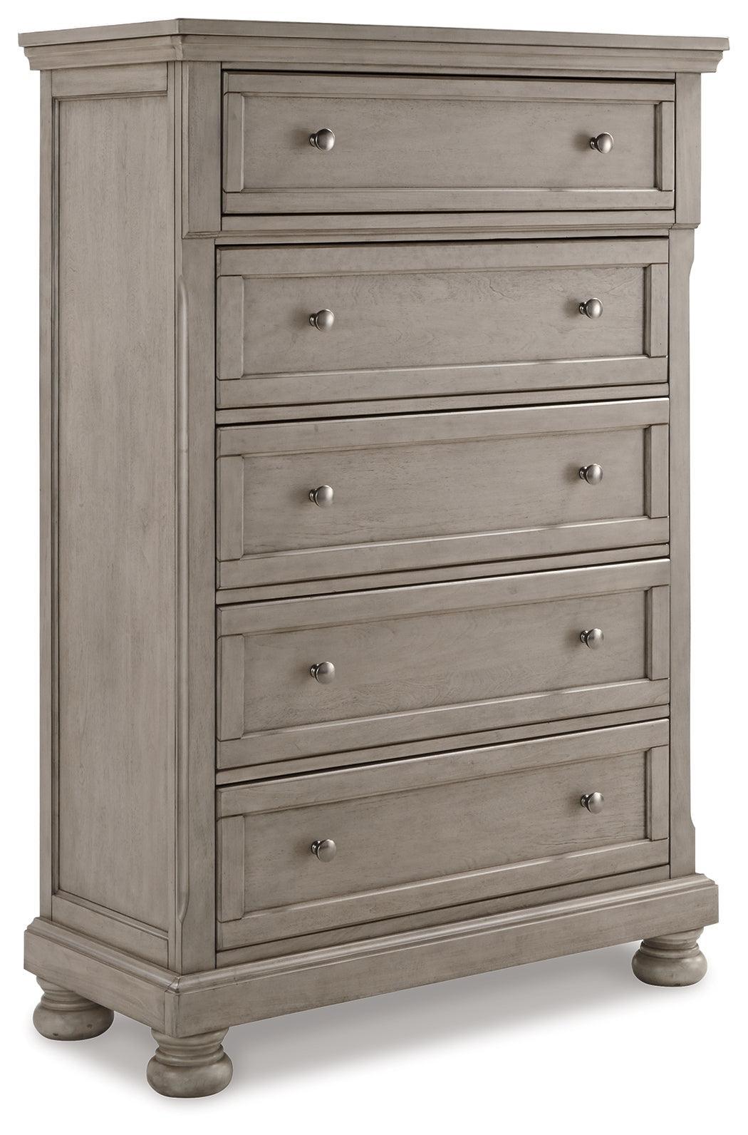 Lettner Light Gray Sleigh 2 Storage Bedroom Set - Ella Furniture