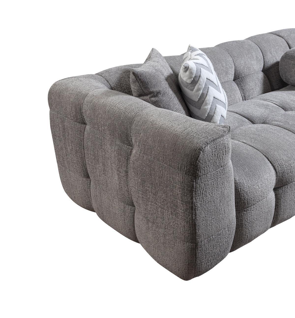 Lili Gray Boucle Raf Sectional - Ella Furniture