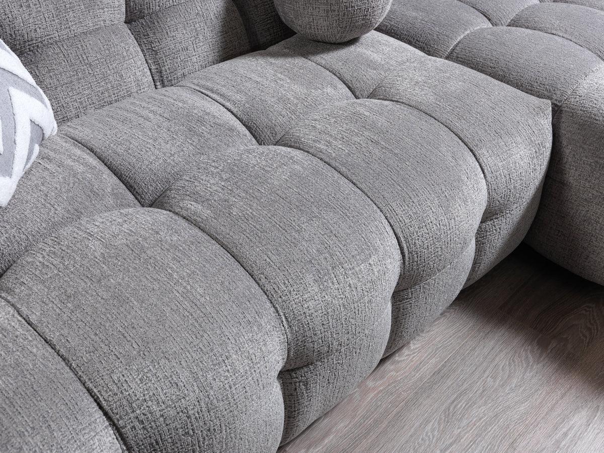 Lili Gray Boucle Raf Sectional - Ella Furniture