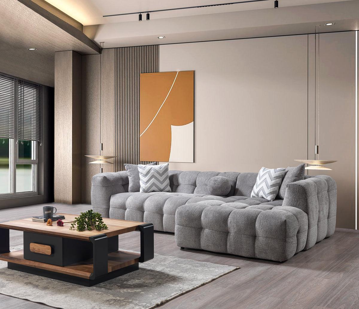 Lili Gray Boucle Raf Sectional - Ella Furniture